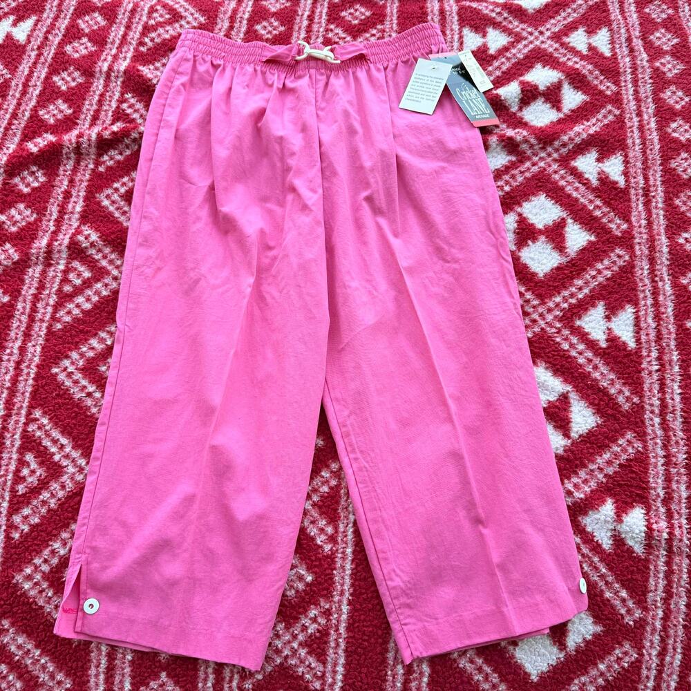 VTG Cricket Lane Pink Crop Pants Capris 14 Made in USA Elastic Waist NWT 90s